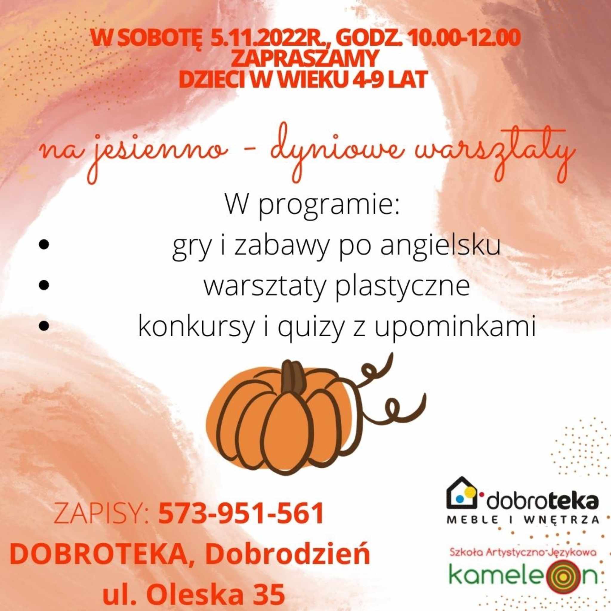 Warsztaty jesienno-dyniowe dla dzieci