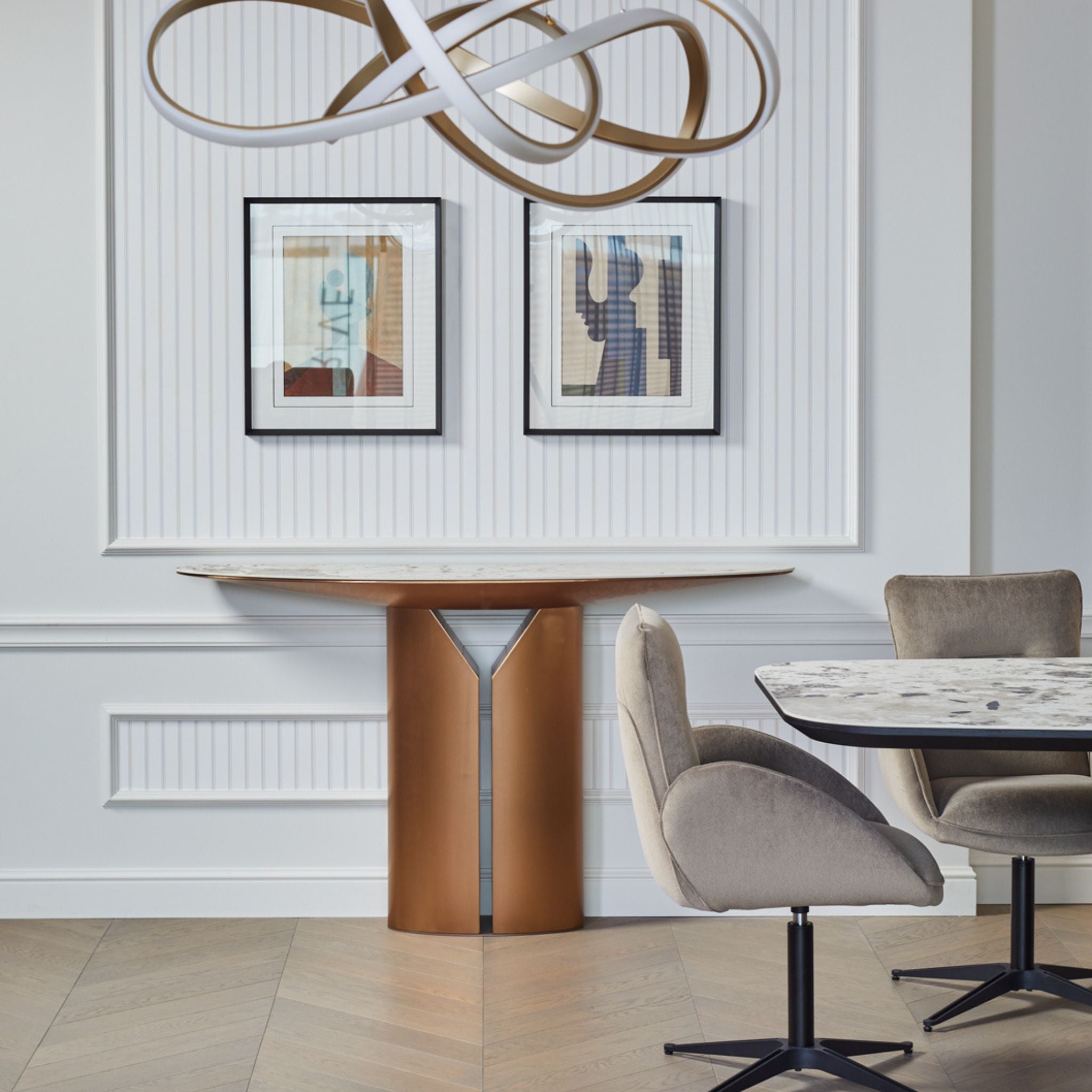 Andromeda Jafra Console – luxurious console with sintered stone and copper