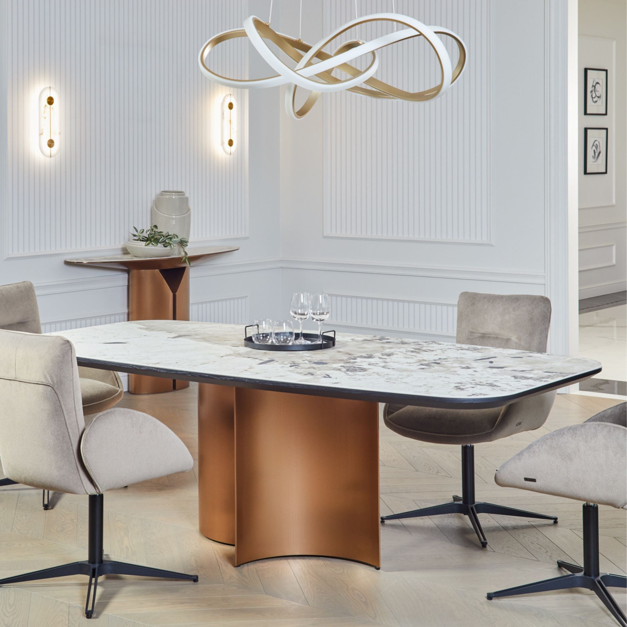 Luna Jafra Table – luxurious table with ceramic sinter and copper