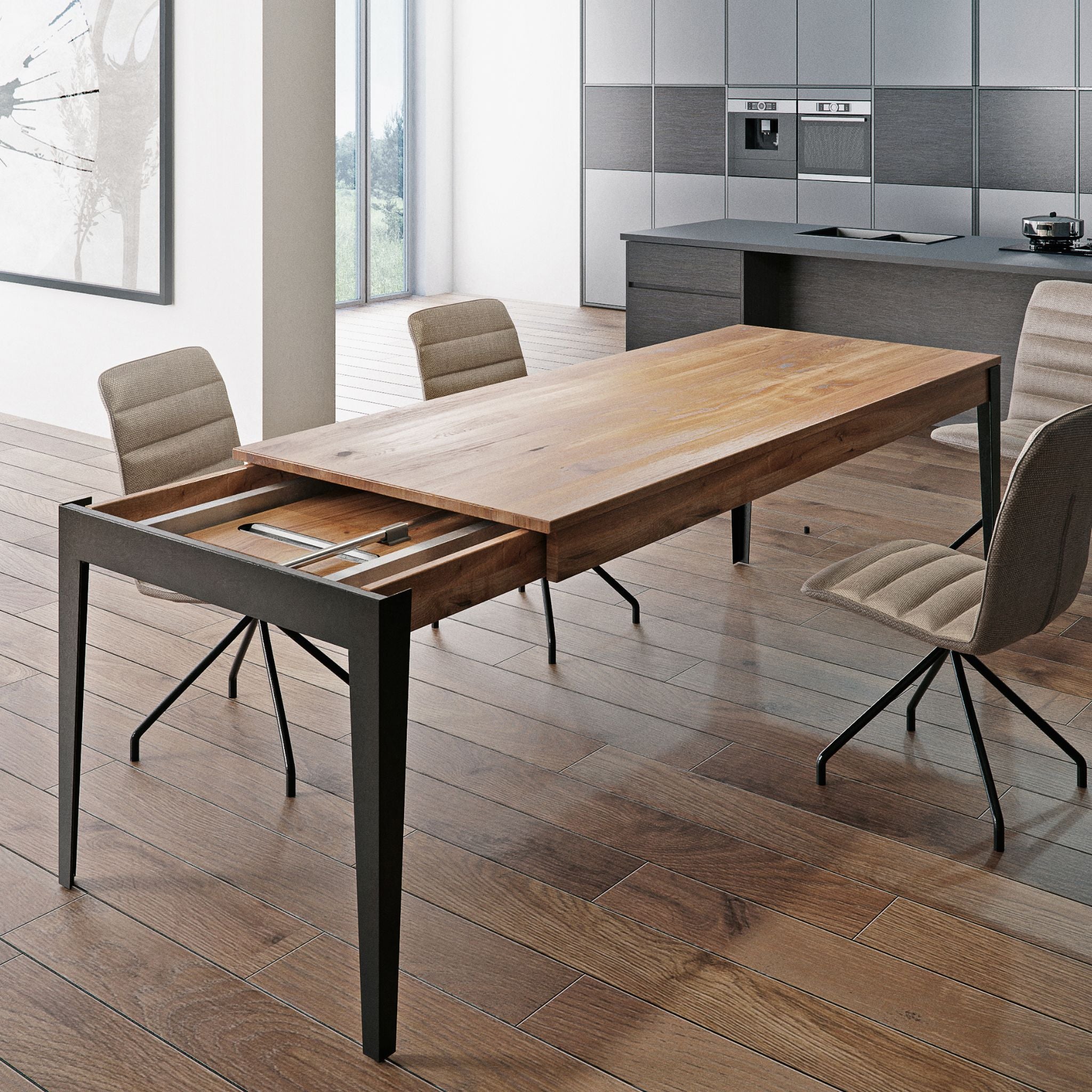 Stół rozkładany Floy Trebord – minimalistyczny stół dębowy w stylu loft