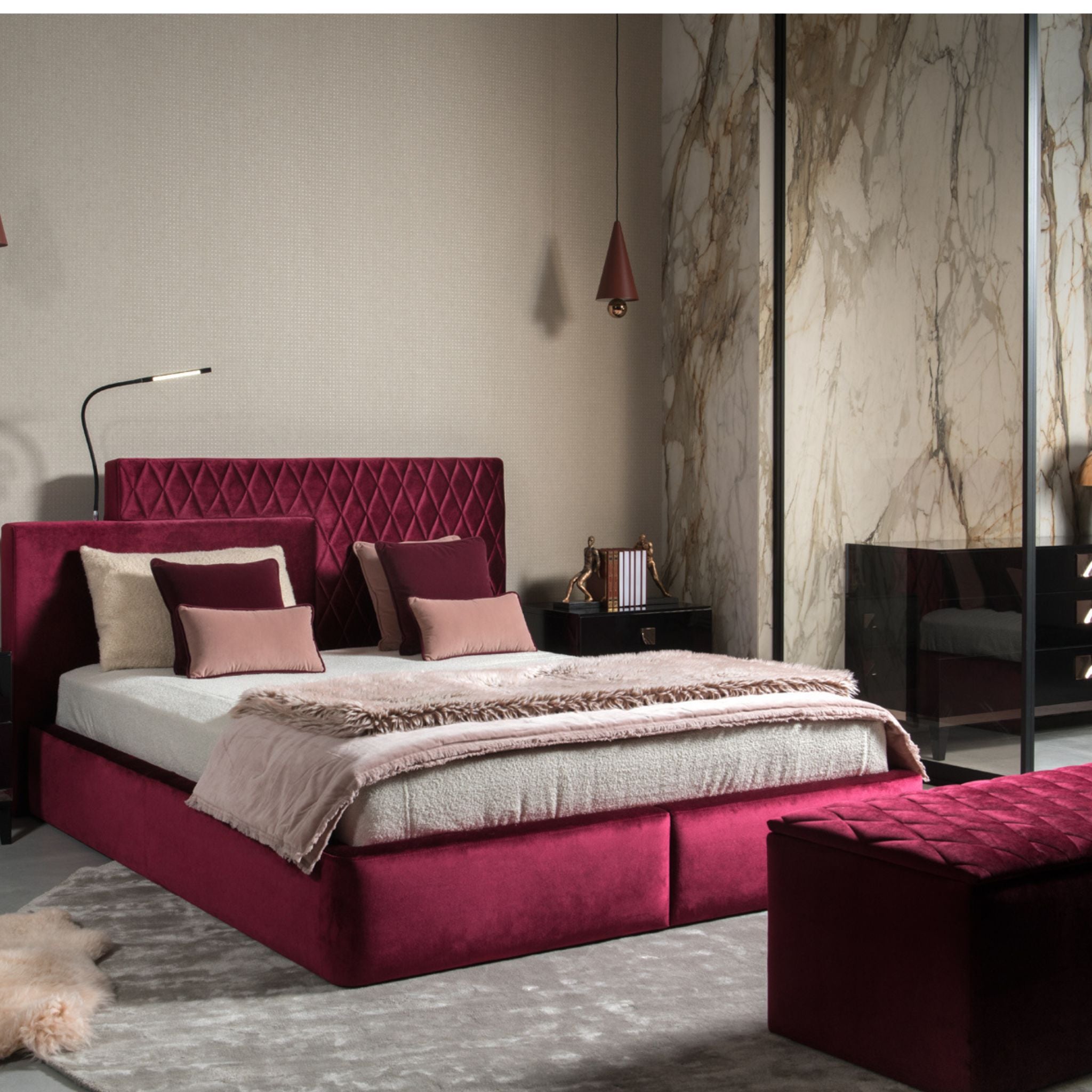 Kler La Scala – a luxurious upholstered bed with an asymmetrical headboard