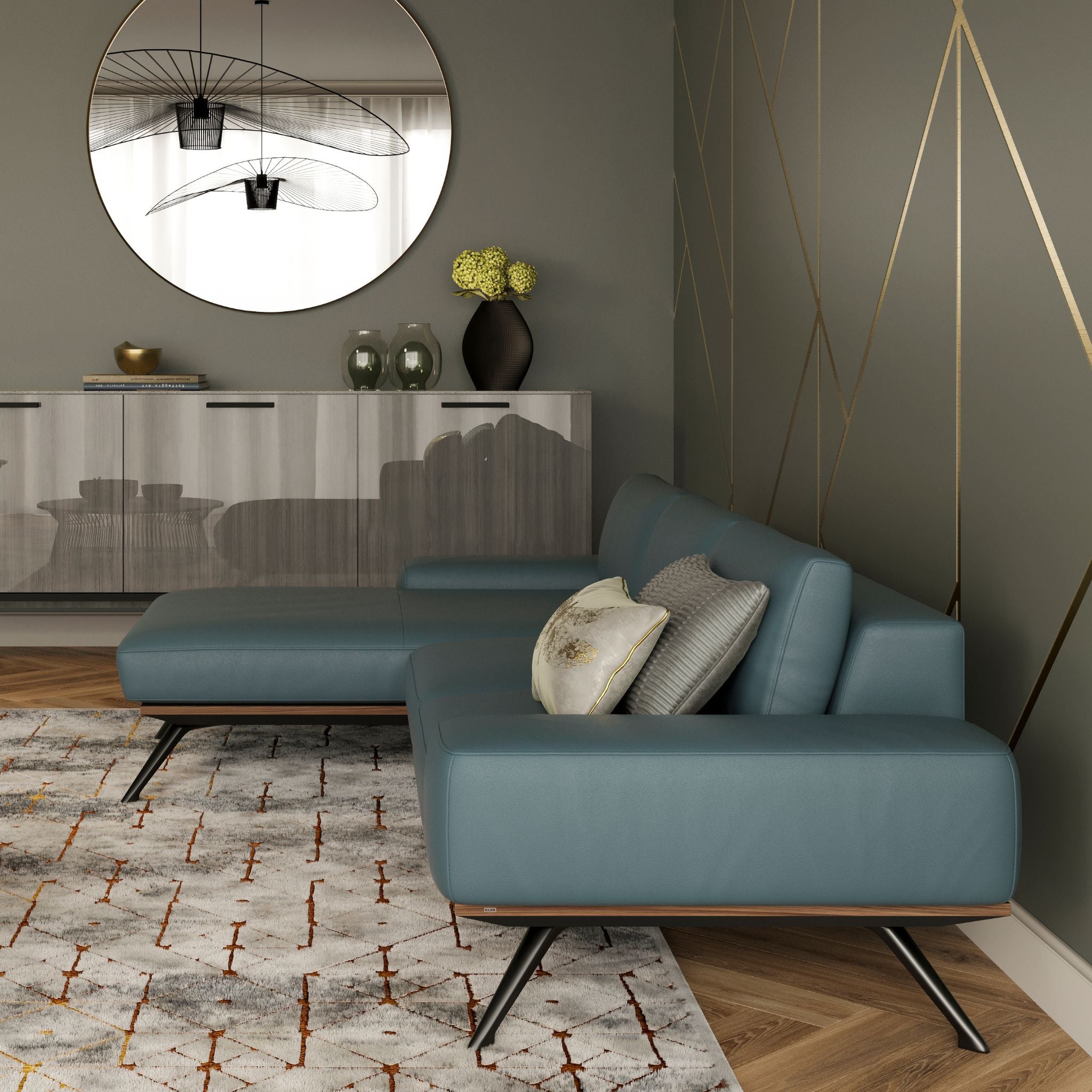 Kler Frase – luksusowa sofa modułowa na dębowej platformie